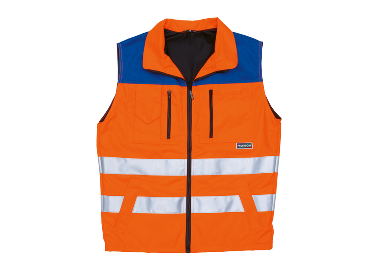 Warnschutz-Gilet Gr. M - Leuchtrot/blaues mit Reflexstreifen