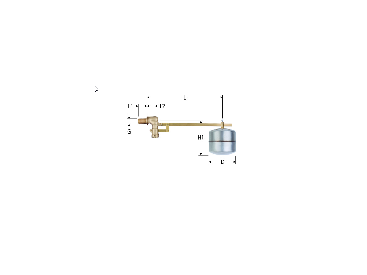 Schwimmerventil PN 10 1" - Kugel CrNi horizontal verstellbar für KW