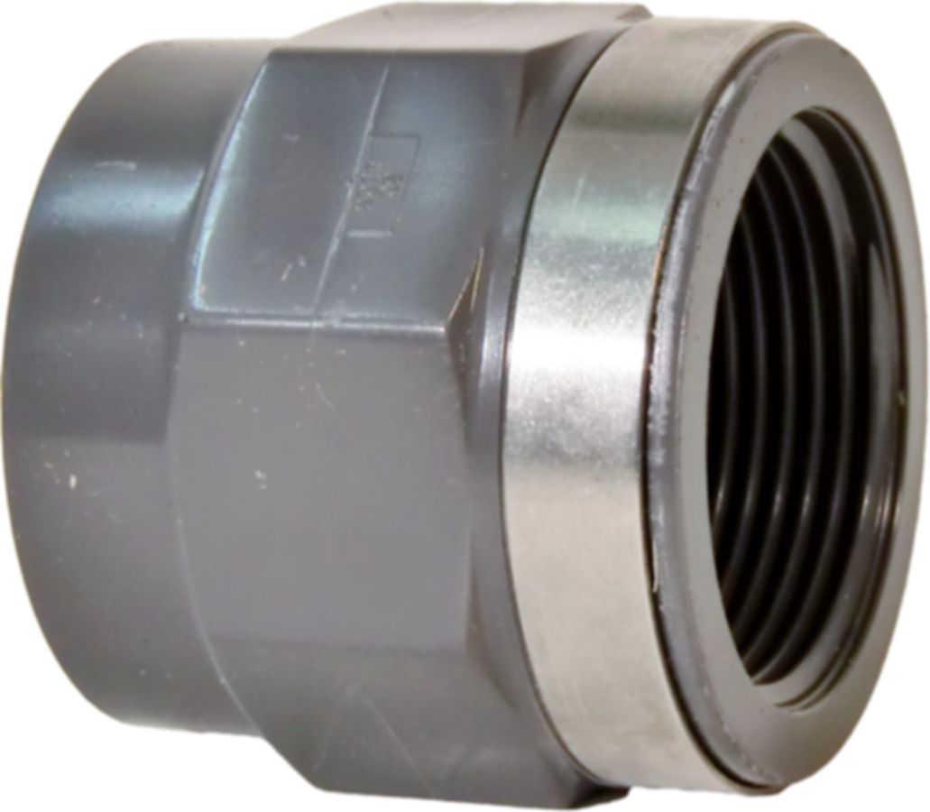 Übergangs-Muffe PVC-U metrisch Rp - mit Klebemuffe und zylindrischem Rohr IG