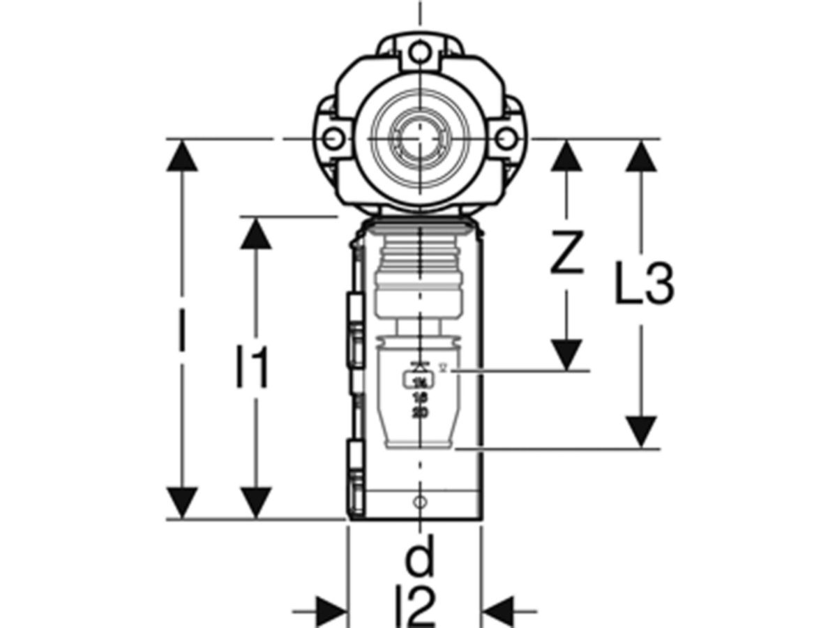 PushFit Anschlussdose 90°, 16-1/2"