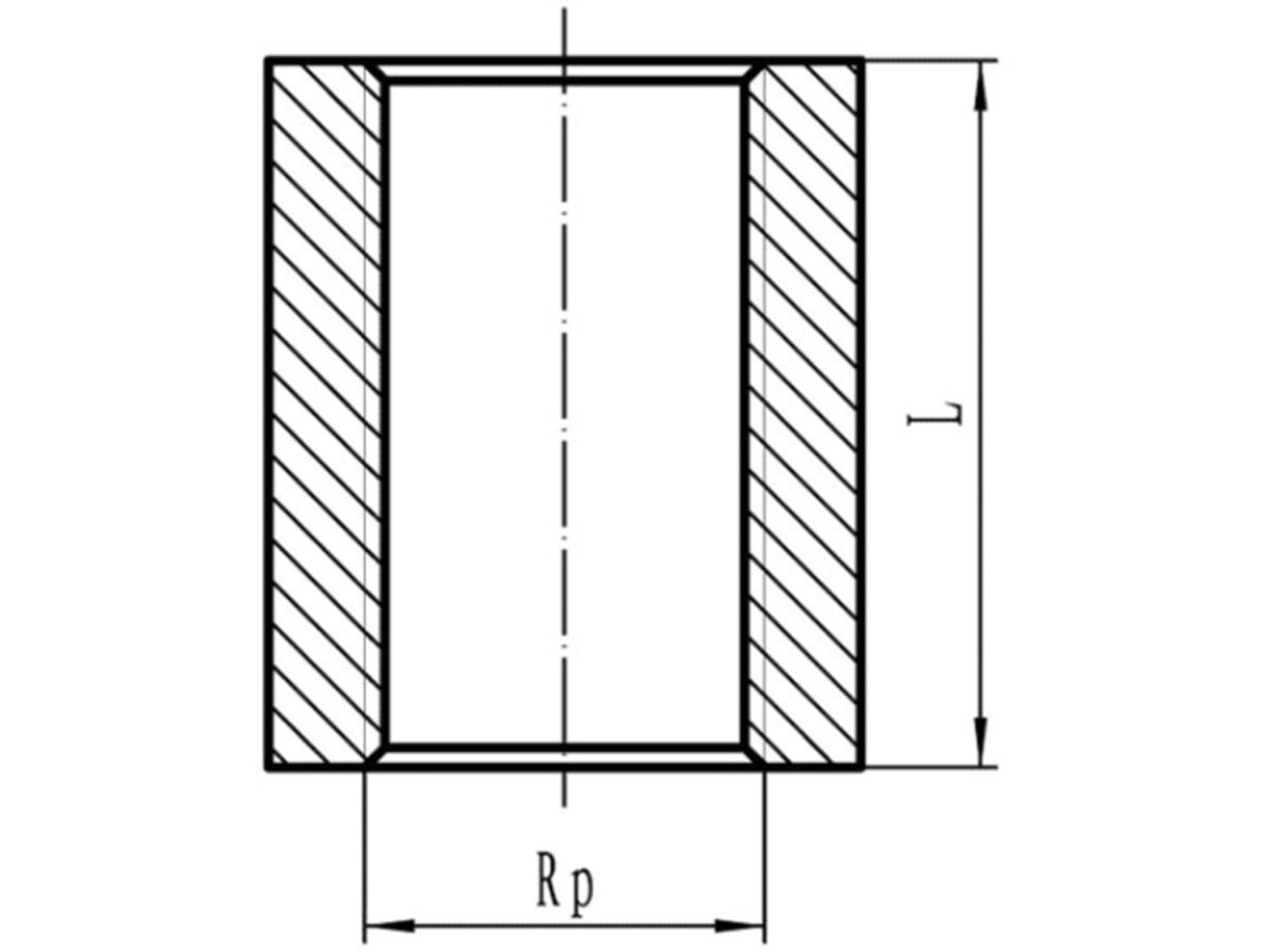 Rohrmuffen schwarz 11/2" - (DIN 2986) L=49mm