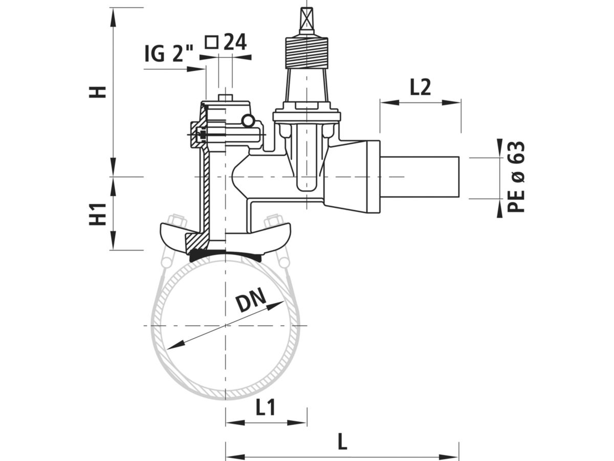 Schieberschelle ROBUSTO DN 50, oben,quer - 2730