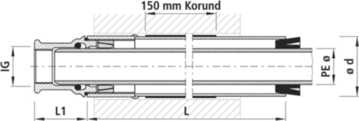 PE-Mauerdurchführung Hawle, PN 16 - gerade