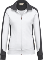 Damen-Sw.jacke Co. Perf. M weiss/anth. - 50% Baumwolle, 50% Polyester, 300 g/m²