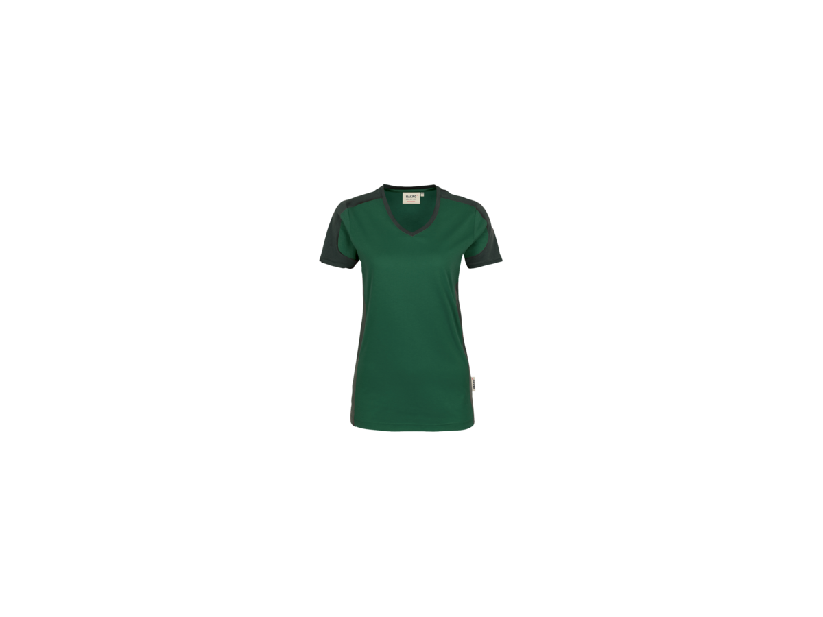 Damen-V-Shirt Contr. Perf. S tanne/anth. - 50% Baumwolle, 50% Polyester, 160 g/m²