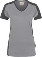 Damen-V-Shirt Contr. Perf. S titan/anth. - 50% Baumwolle, 50% Polyester, 160 g/m²