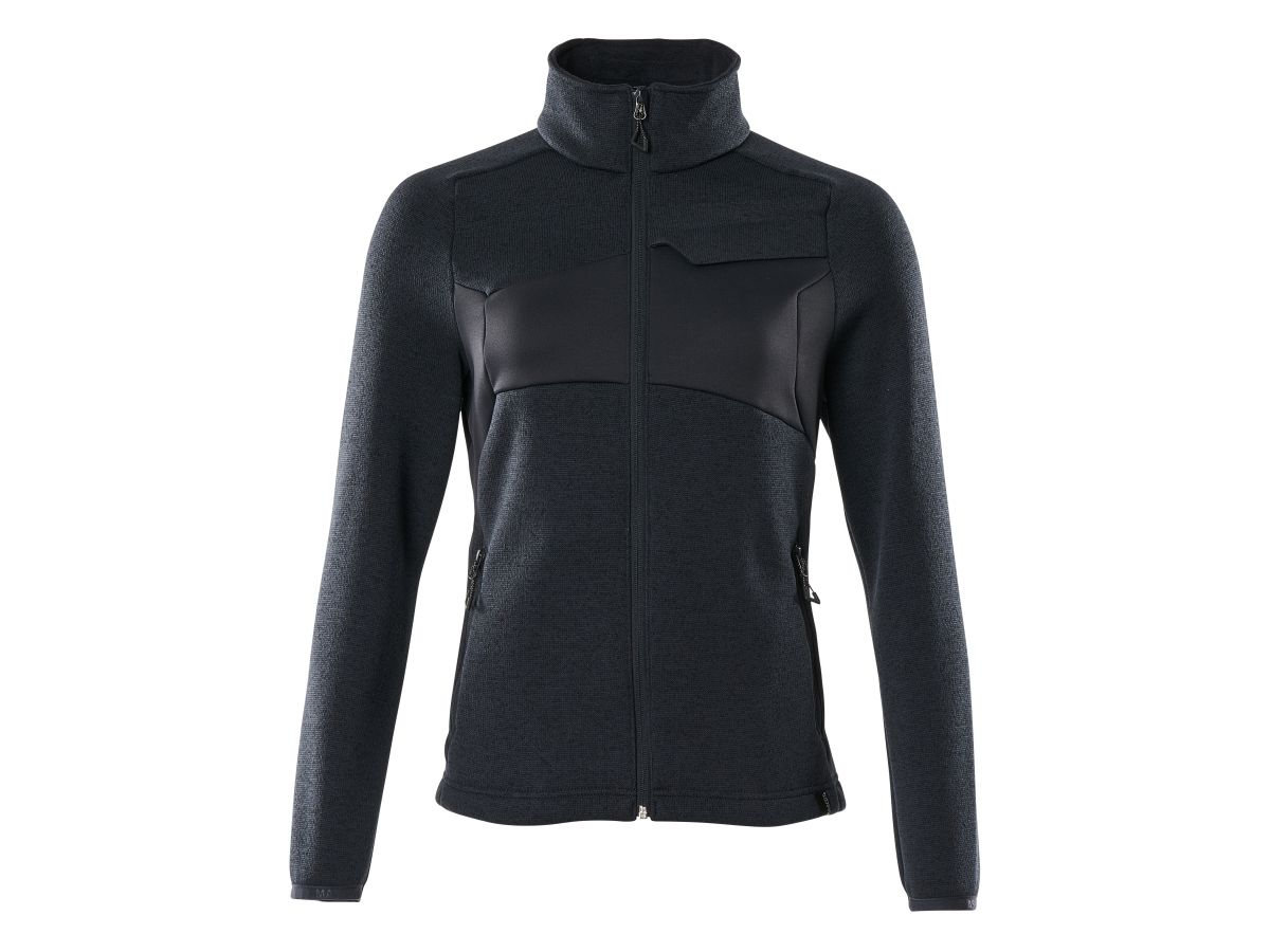 Strickpullover Damen, Gr. 3XL - schwarzblau mit Reissverschluss