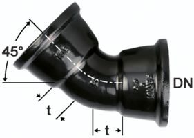 Hochdruckguss Bogen 45° 2 Steckmuffen - Fig. 2822A