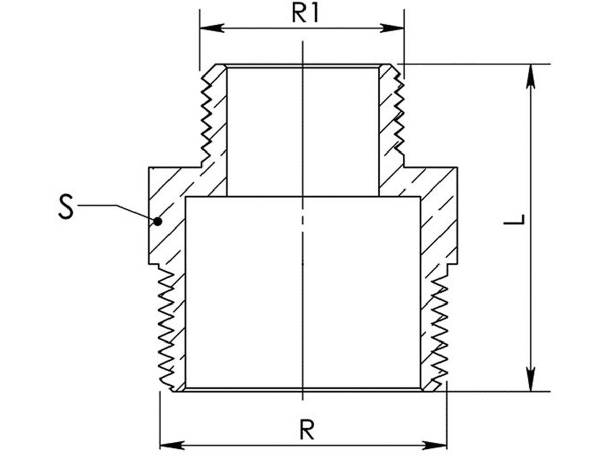 Rotguss-Red.nippel Nr. 245      1-3/4"