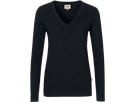 Damen-V-Pullover Merino Wool XS schwarz - 100% Merinowolle