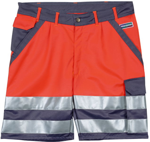 Warnschutz-Shorts - Leuchtrot/graues mit Reflexstreifen