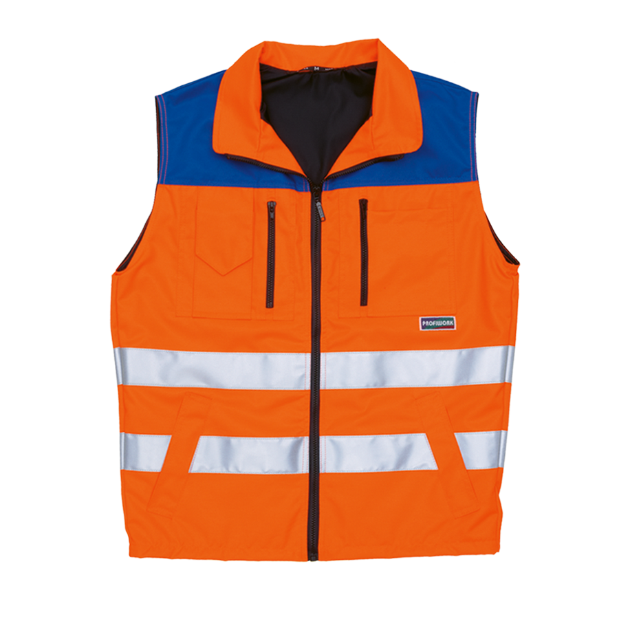 Warnschutz-Gilet - Leuchtrot/blaues mit Reflexstreifen