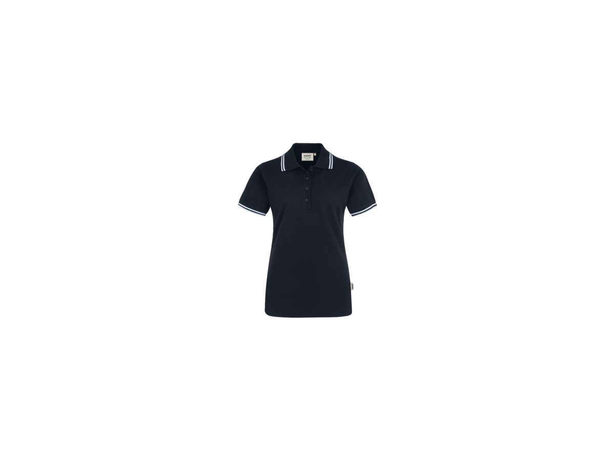 Damen-Polosh. Twin-Str. XS schw./weiss - 100% Baumwolle, 200 g/m²