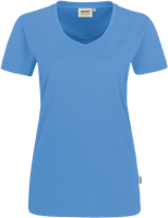 Damen-V-Shirt Perf. Gr. 2XL, malibublau - 50% Baumwolle, 50% Polyester, 160 g/m²
