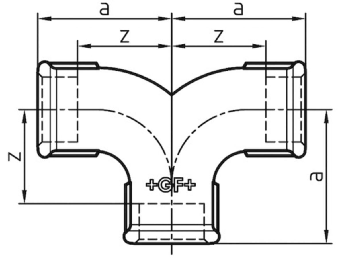 Zweibogen-T +GF+ verz. 132 1/2"