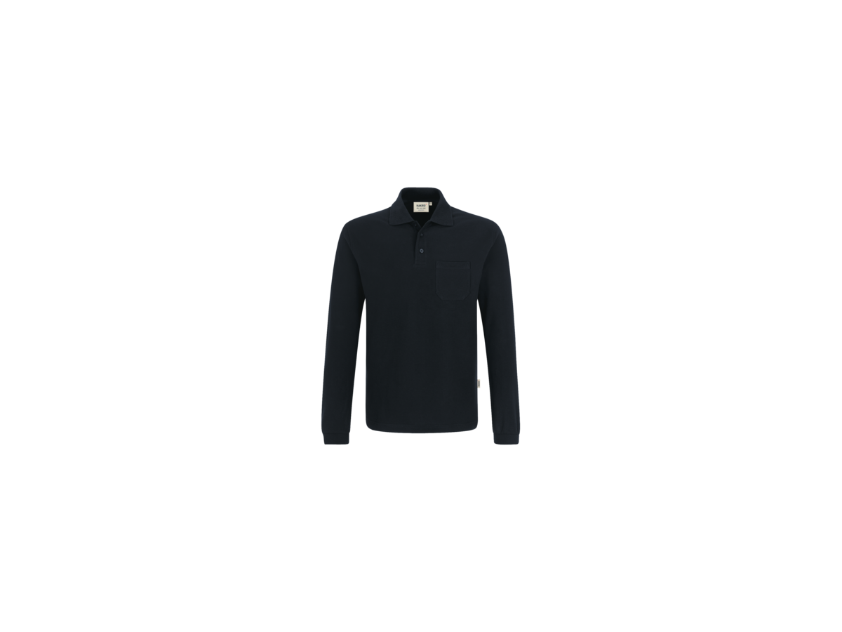 Longsl.-Pocket-Polosh. Top 3XL schwarz - 100% Baumwolle, 200 g/m²