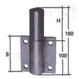 Wandplatte flach Ø 100x100x6, Wst. 4301 - Stosszapfen 29,6/38,3 Schraubenl. 4x12.5