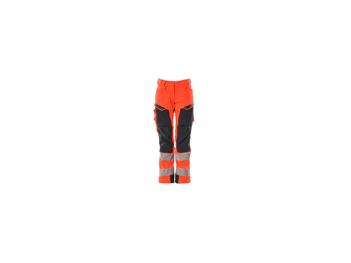 Hose mit Knietaschen, Stretch, Gr. 76C38 - hi-vis rot/schwarzblau