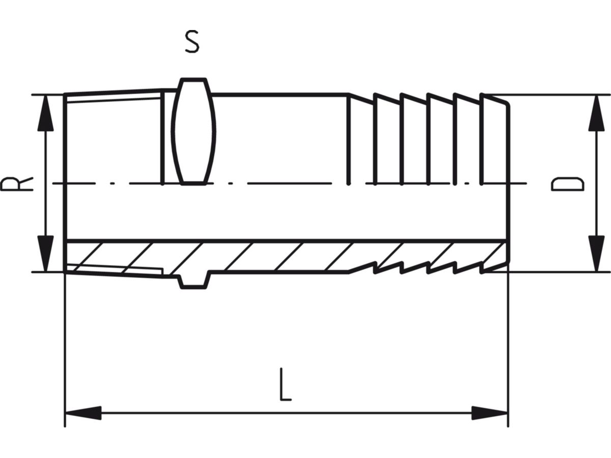 Druckschlauchtülle PVC-U R - mit konischem Rohr AG R