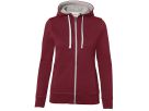 Damen Kapuzenjacke Bonded, Gr. XS - weinrot/silber