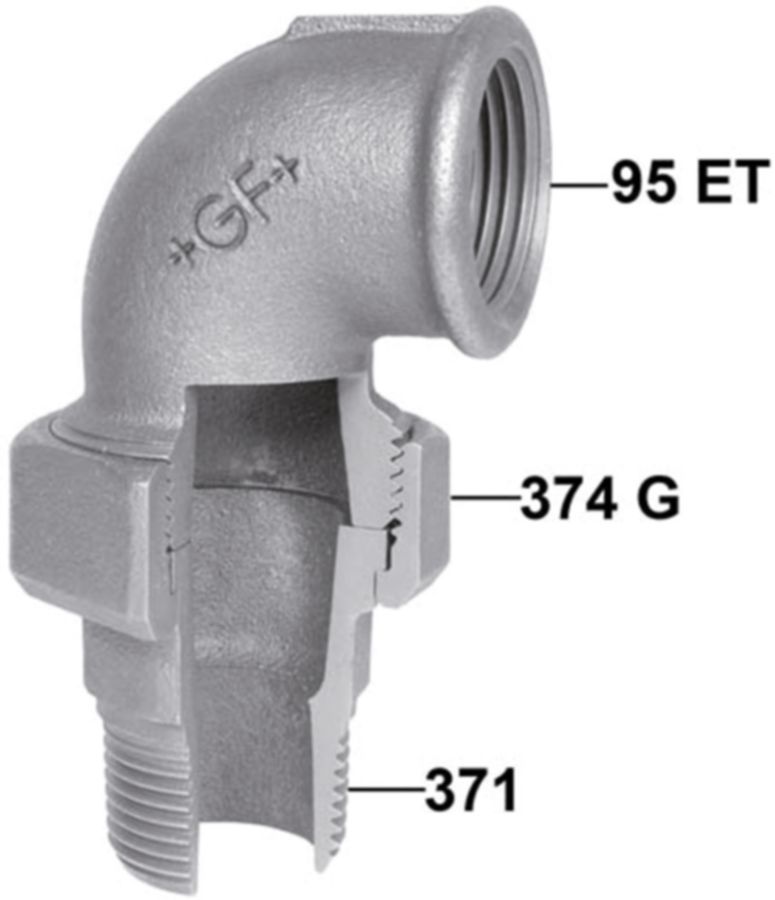 Winkelverschraubung +GF+  97 verzinkt - flach dichtend