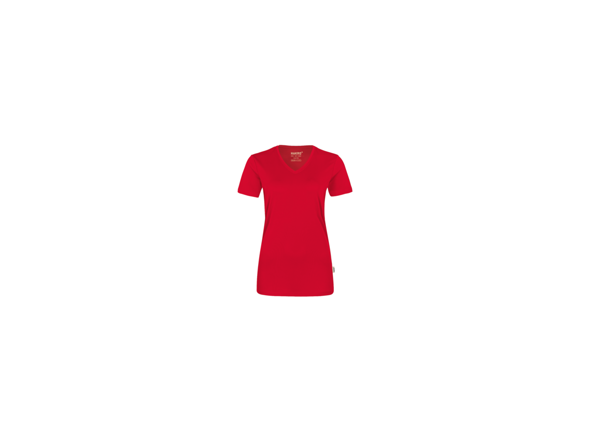 Damen-V-Shirt COOLMAX Gr. L, rot - 100% Polyester, 130 g/m²