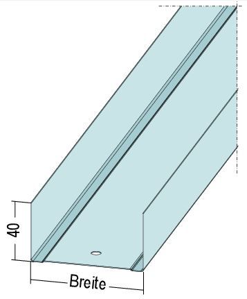 UW 50-0.60 U-Wandprofil 40x50x40mm