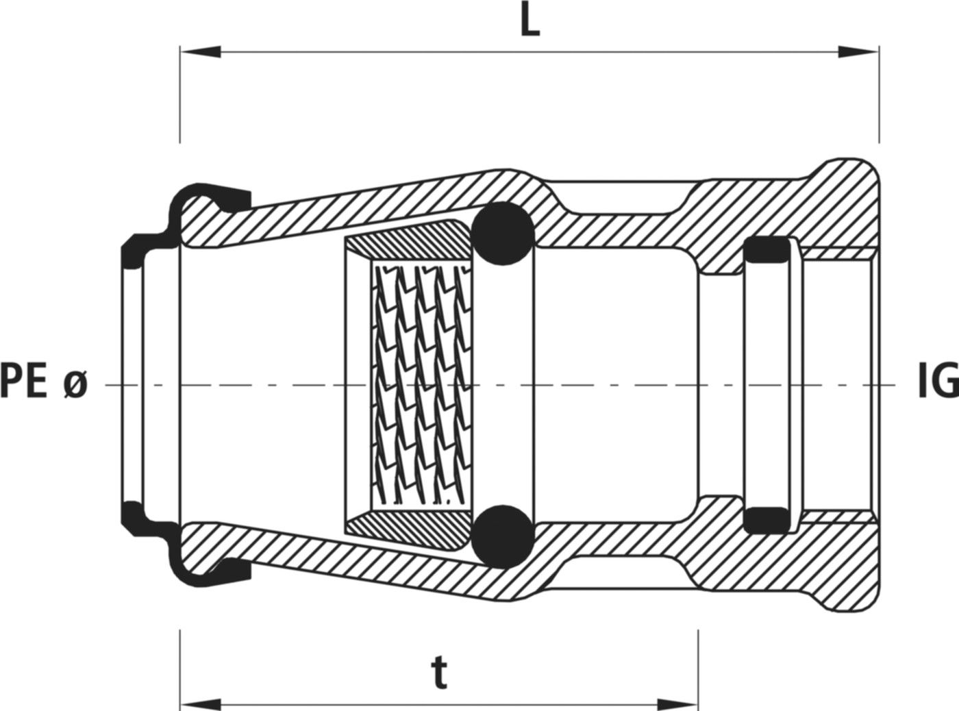 Steckfitting Hawle mit Innengewinde