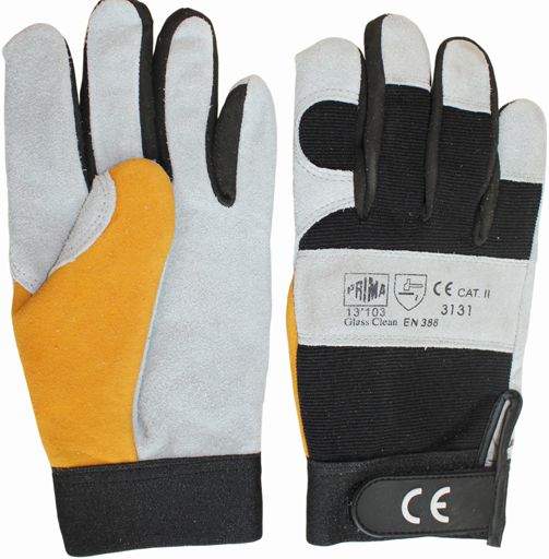 Glass Clean Mechanikerhandschuh - Rindspaltleder, mit Klettverschluss
