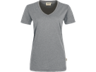 Damen-V-Shirt Perf. 3XL grau meliert - 50% Baumwolle, 50% Polyester, 160 g/m²