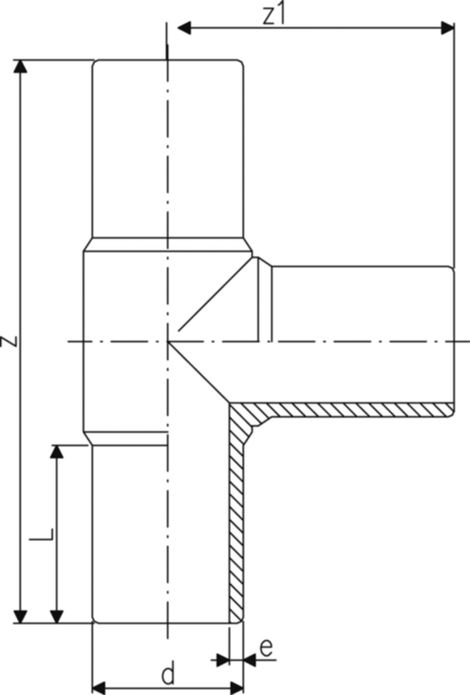 HDPE-Druck-Tee PE 100 verl. Schenkel