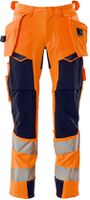 Hose mit Hängetaschen Stretch, Gr. 76C46 - hi-vis orange/schwarzblau, 92% PES/8%EL