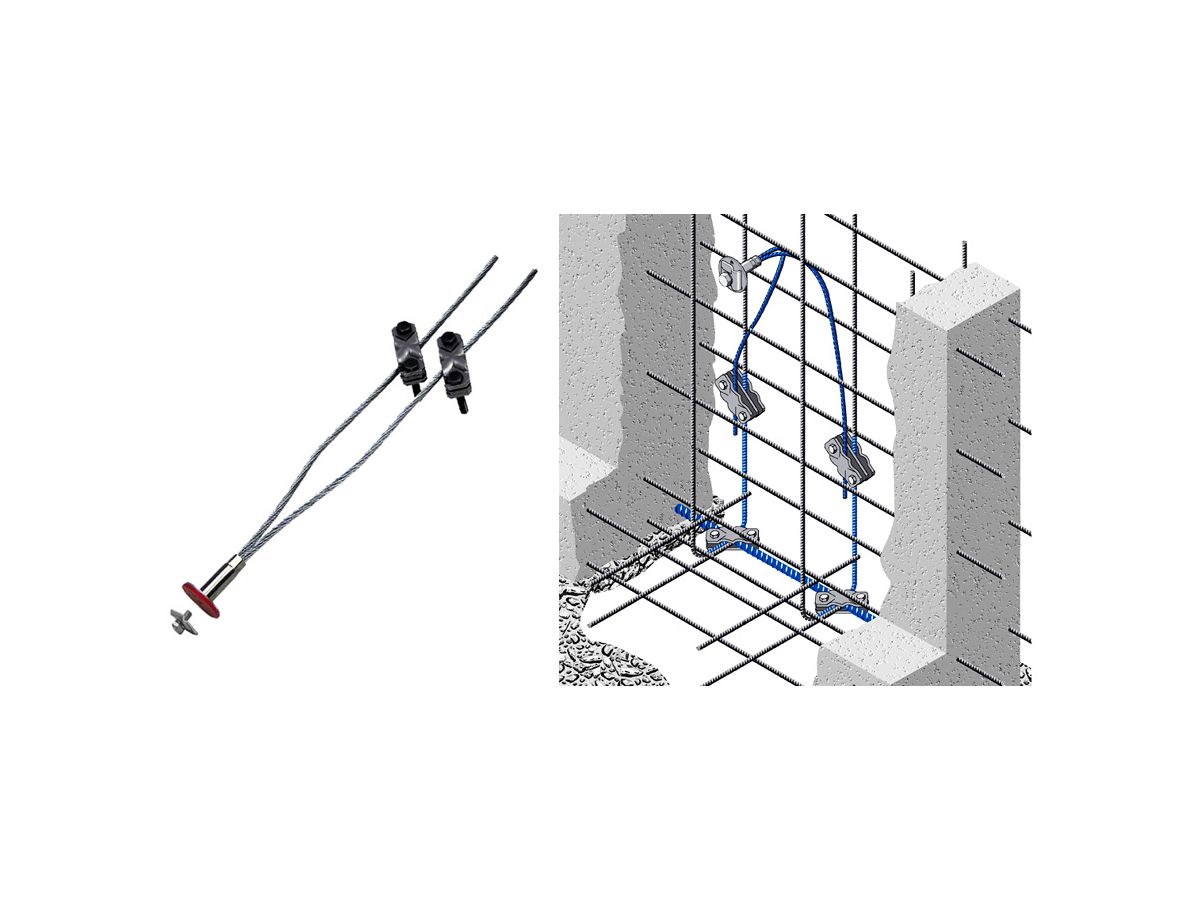 Anschliessgarnitur mit Stahlseil Inox - Leiter-Nennquerschnitt 2x50mm², L:2000mm