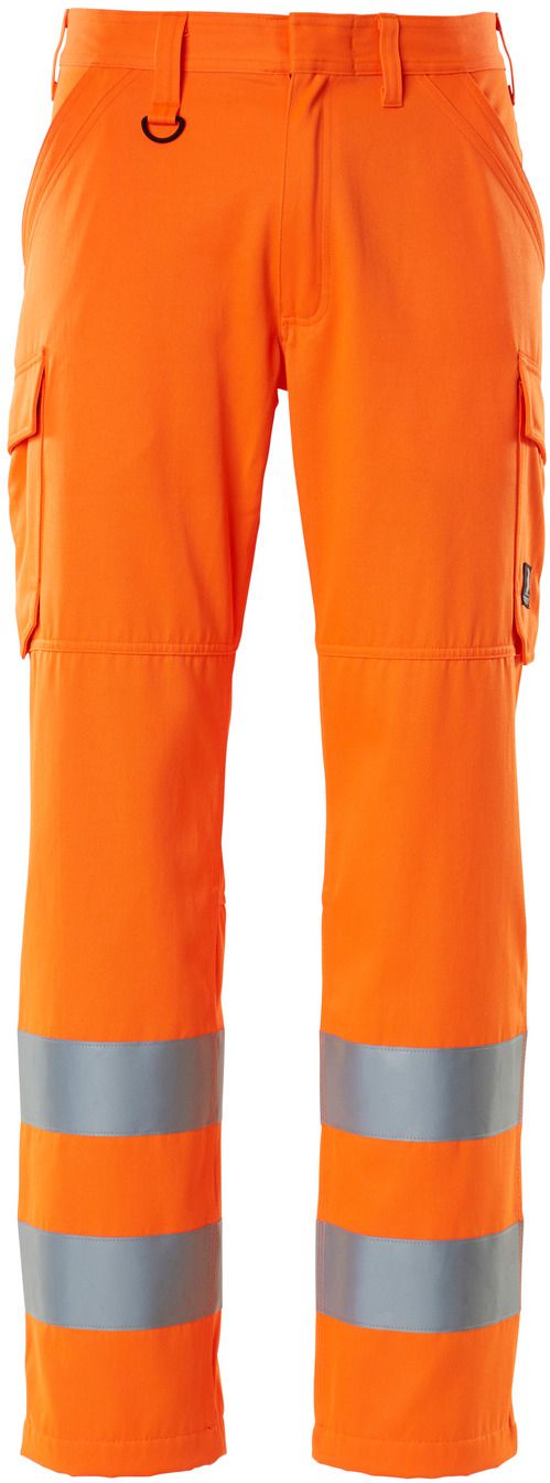 Hose mit Schenkeltaschen - hi-vis orange, 65% PU/35% CO, 290 g/m2