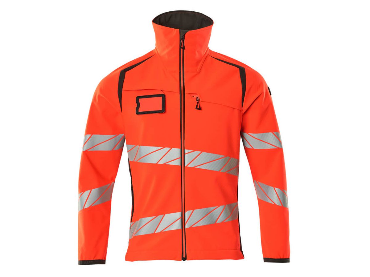 Soft Shell Jacke, Gr. XL - hi-vis rot/dunkelanthrazit, 100% PES