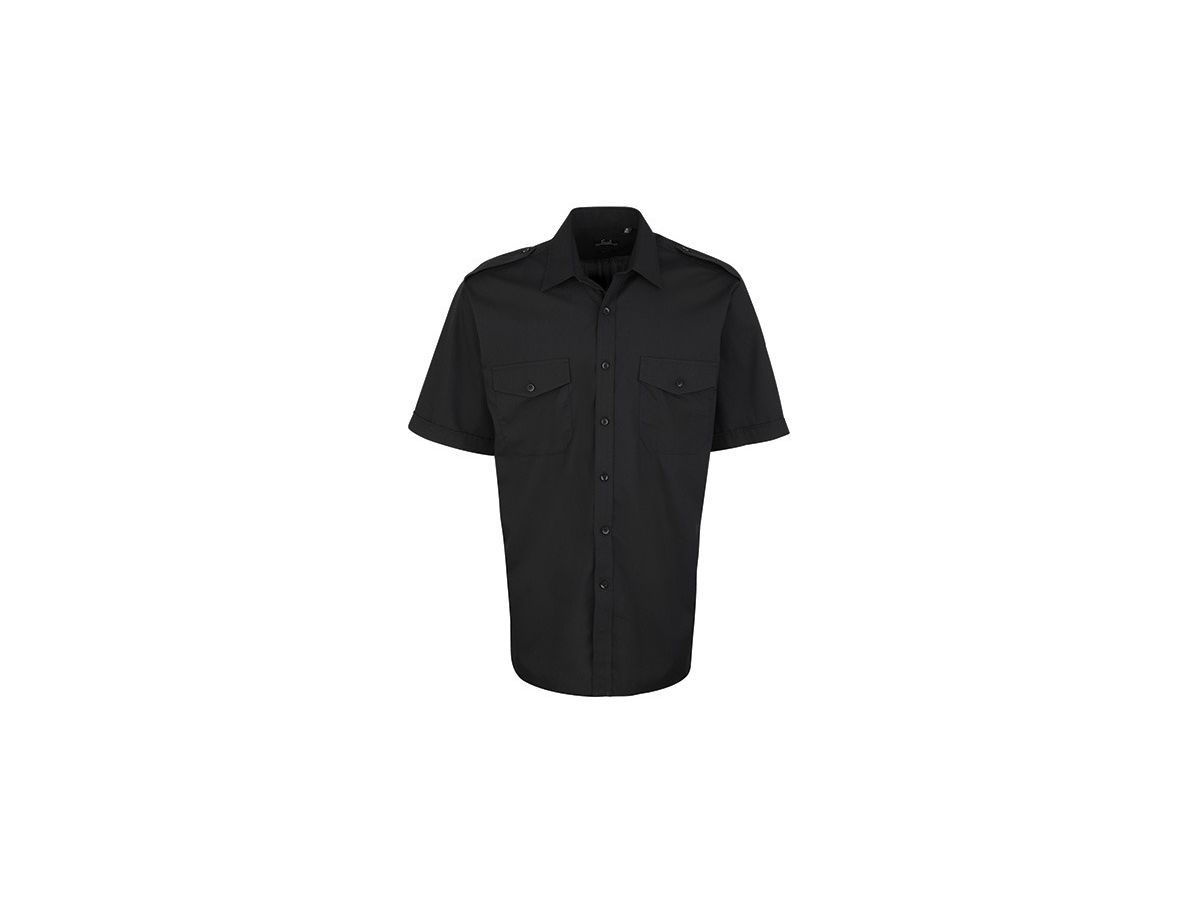 Pilot Shirt Shortsleeve, Gr. 43 (17) - schwarz, 65% PES / 35% CO, 105 g/m2