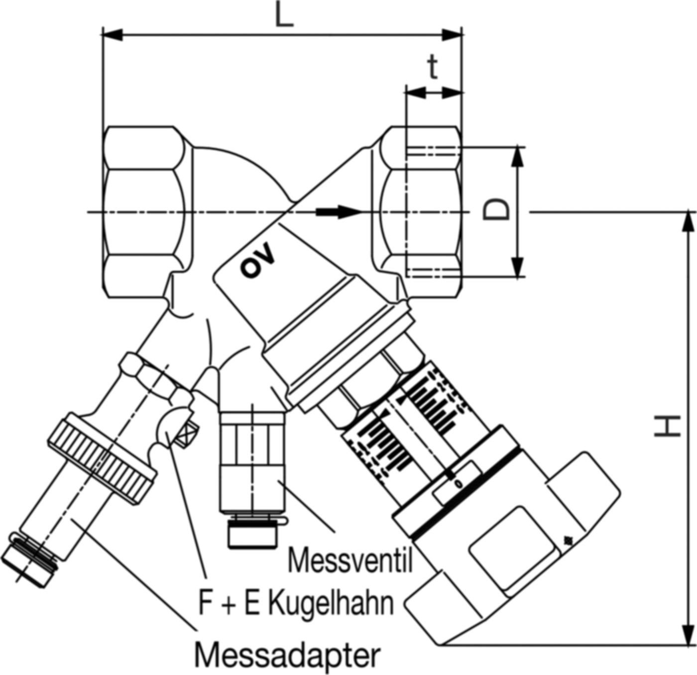 Oventrop Strangregulierventil VTR - Hydrocontrol mit montiertem Anschluss