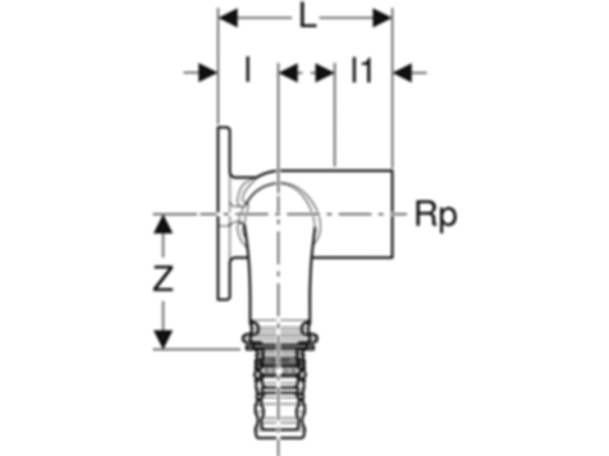 Geberit Mepla-Doppelanschlusswinkel - 20/20 90°, Rp 1/2"