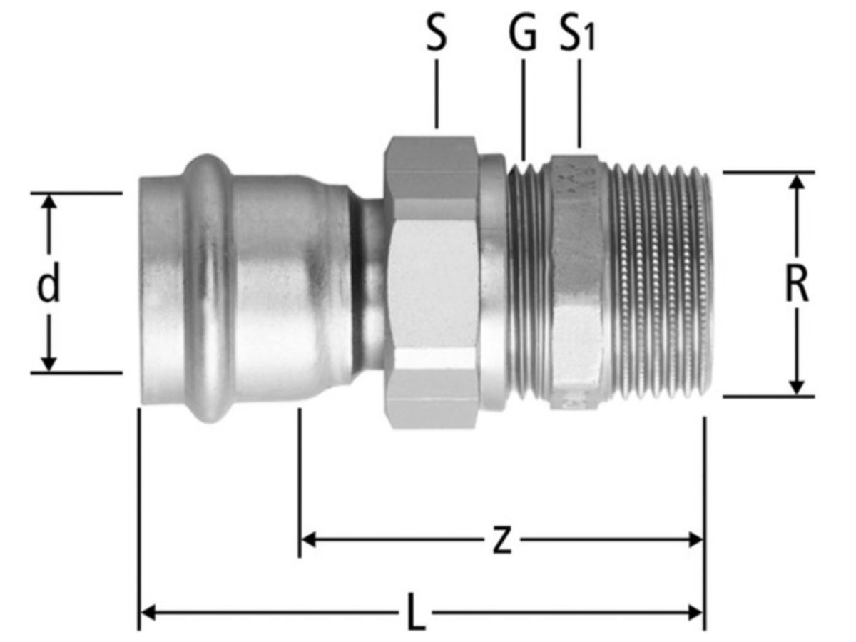 Optipress-Therm Verschraubung - mit Aussengewinde
