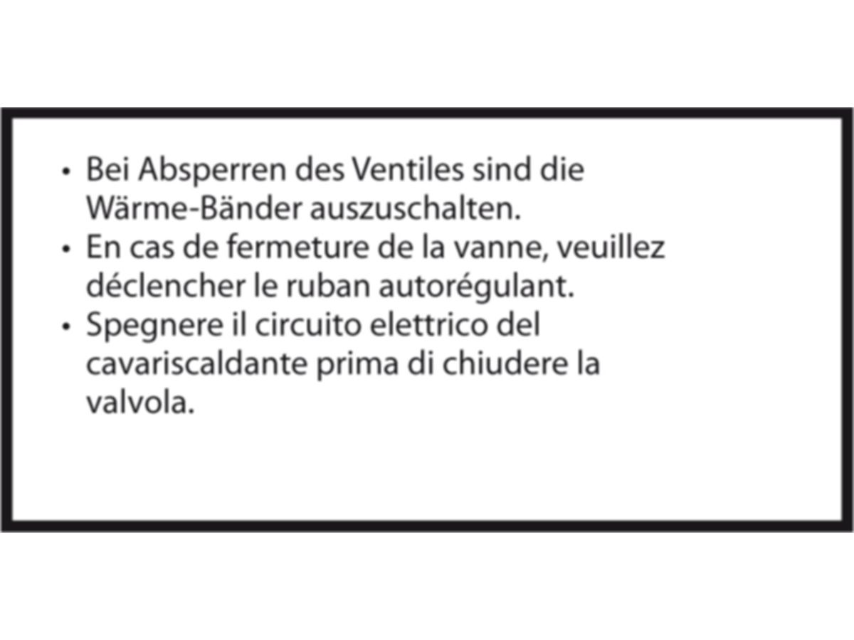 Hinweisaufkleber Raychem LAB-38 - für die Markierung bei Absperrventilen