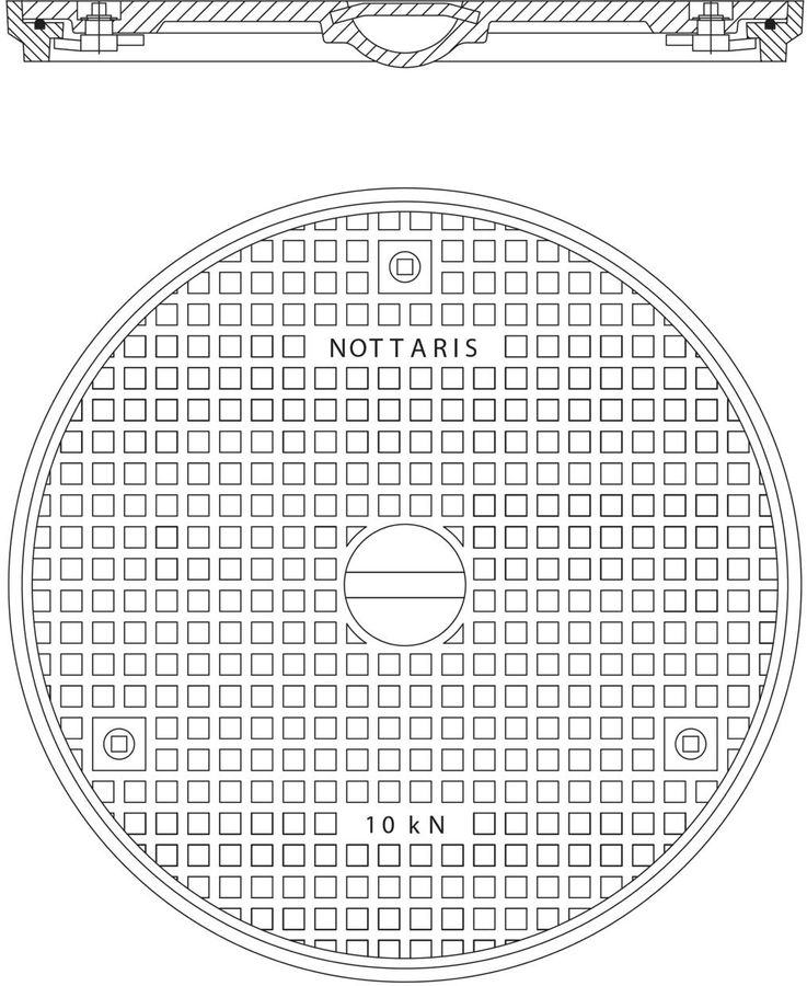 Schachtabdeckung Fig. 26R, 10kN - Handgriff/Uni-Griff, Riegelverschluss