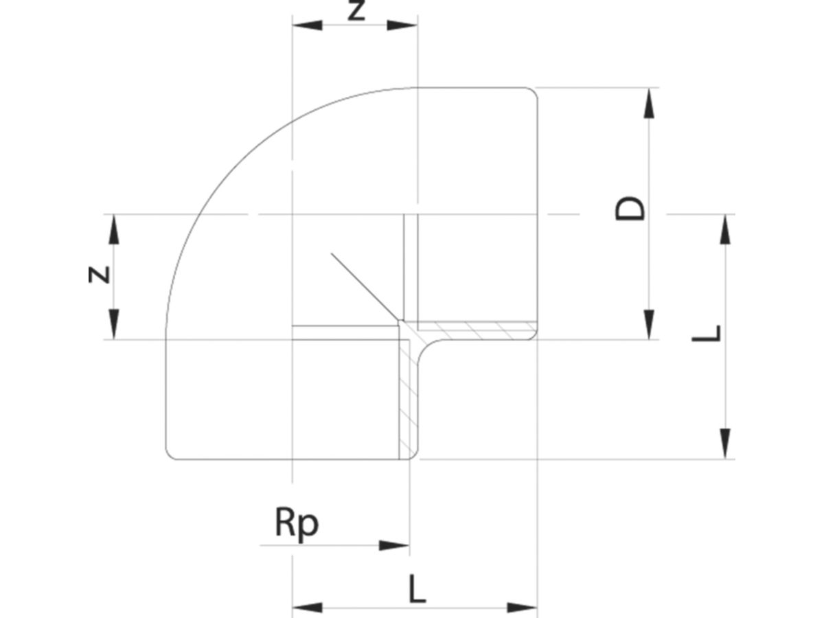 Winkel 45° PVC-U metrisch - mit Zylindrischem Rohr IG