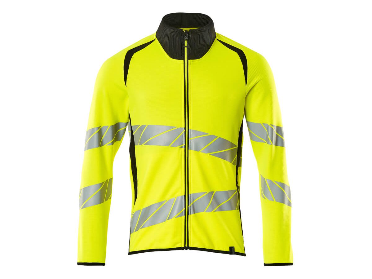 Sweatshirt mit Reissverschluss, Gr. XS - hi-vis gelb/schwarz