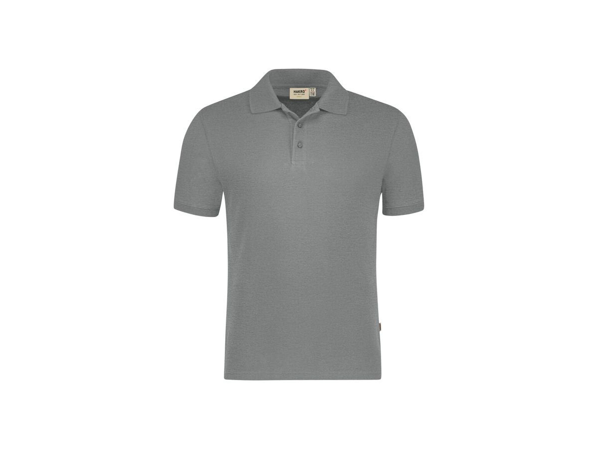 Poloshirt HAKRO Bio-Baumwolle GOTS - grau meliert, 2XS