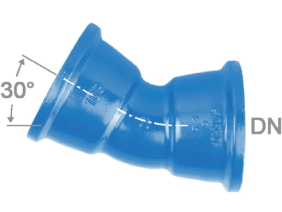 Hochdruckguss Bogen 30° 2 Steckmuffen - Fig. 2823A