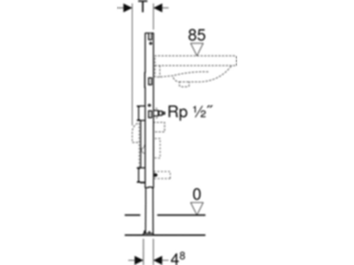 Geberit Duofix Element für Wascht.82-98 - Standarmatur, mit zwei Wasserzählerstr.