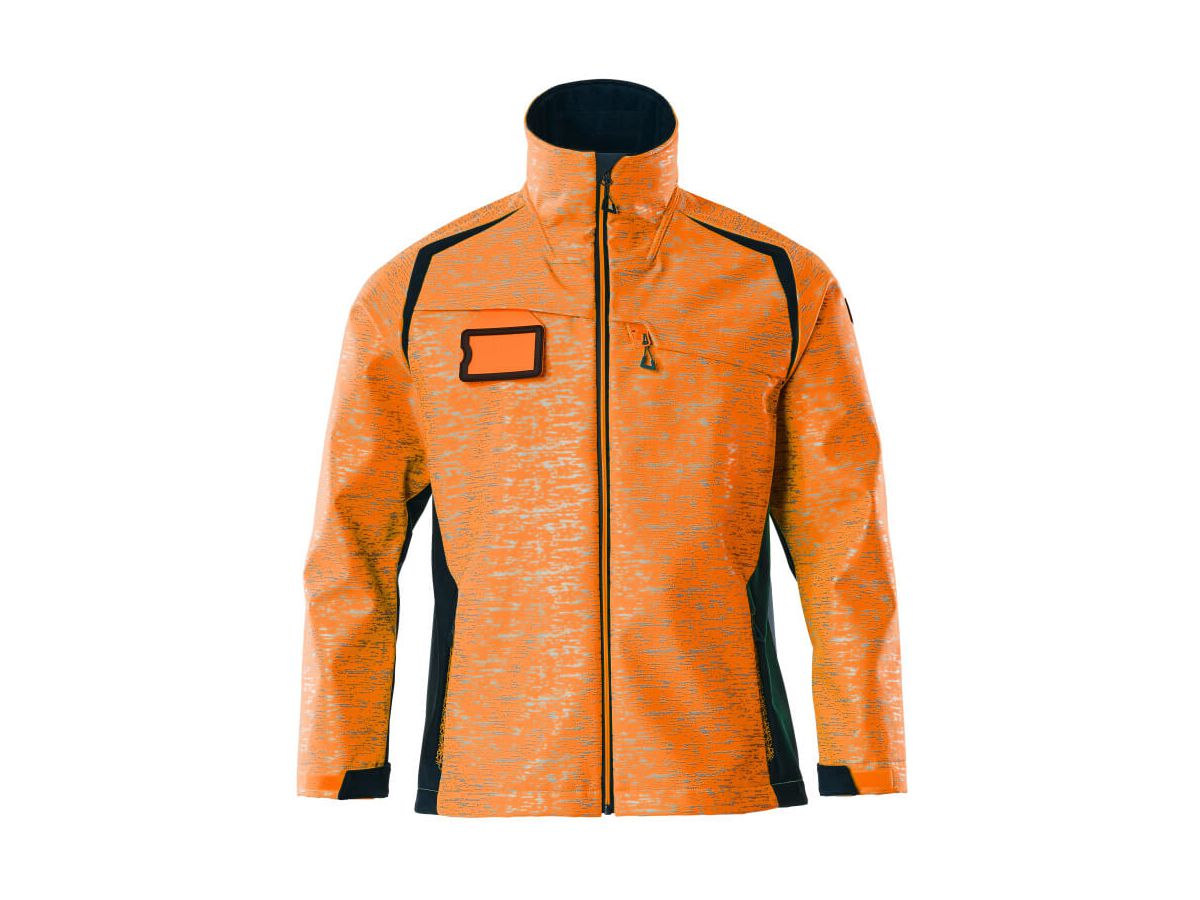 Soft Shell Jacke Reflexeffekte Gr. 2XL - hi-vis orange/schwarzblau, 94%PES/6% EL