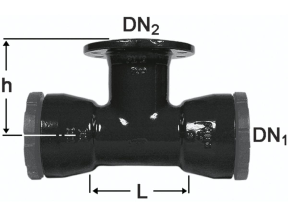 Schraubmuffen-T 2 Muffen/ 1 Flansch - Fig. 2357