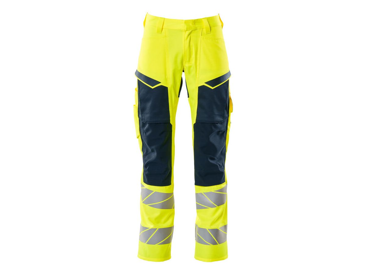 Hose mit Knietaschen, Gr. 76C56 - hi-vis gelb/schwarzblau