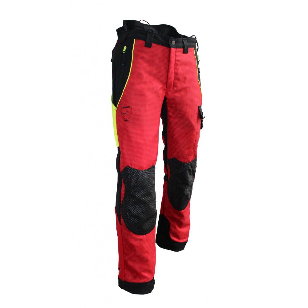 Tapio Expert Schnittschutzhose - Kevlar Einsätze im Kniebereich rot/schw.